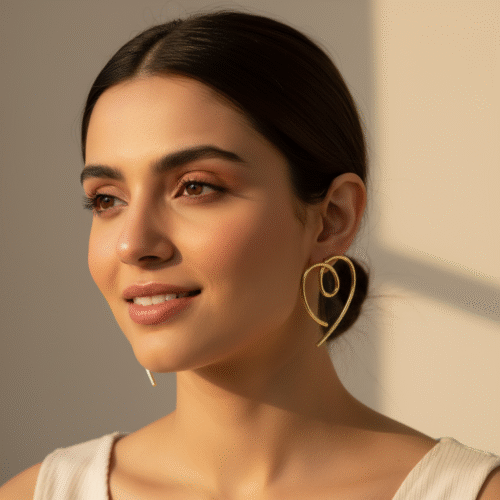 Gold Plated Open heart Earring - Image 2