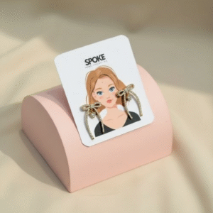 Spoke Stone Stud Bow Drop Earring