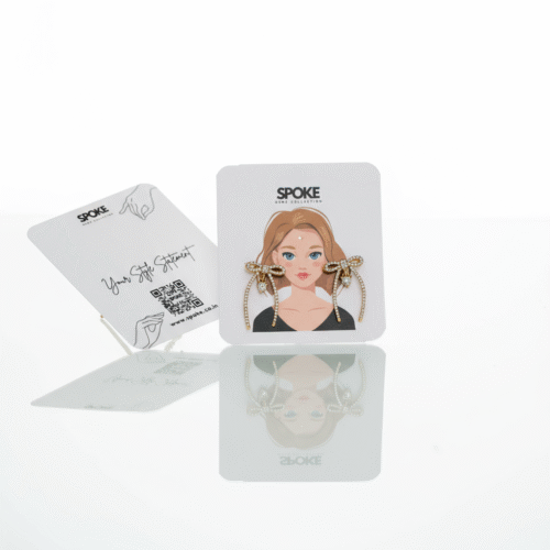 Spoke Stone Stud Bow Drop Earring - Image 4
