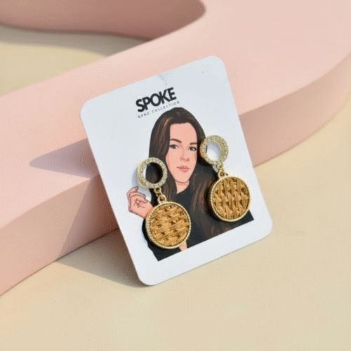 Spoke Stone Stud Round Earring - Image 4