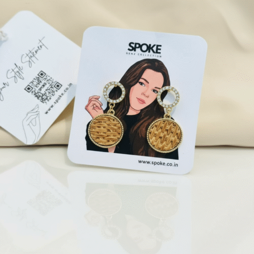 Spoke Stone Stud Round Earring - Image 5