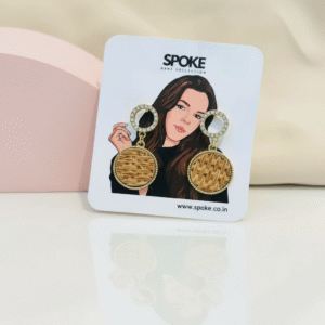 Spoke Stone Stud Round Earring
