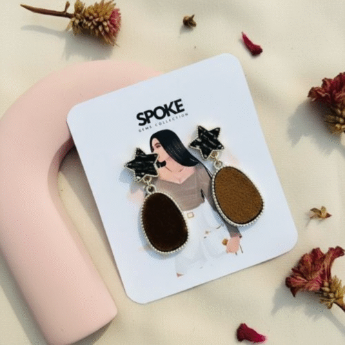 Natural fabric Brown Velvet  Earring - Image 5