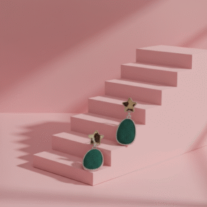 Natural Fabric Green Velvet Earring