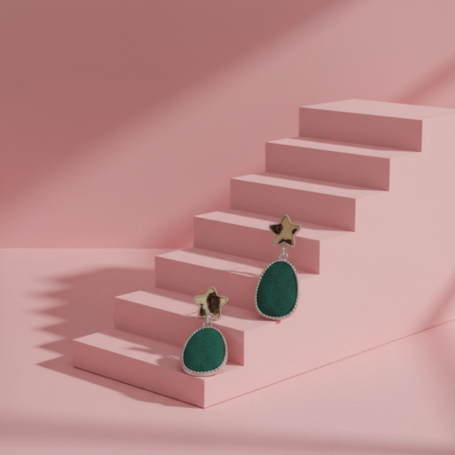 Natural Fabric Green Velvet Earring