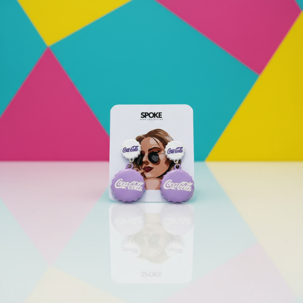 Purple Coca Cola Party Stopper Earring Purple Coca Cola Party Stopper Earring