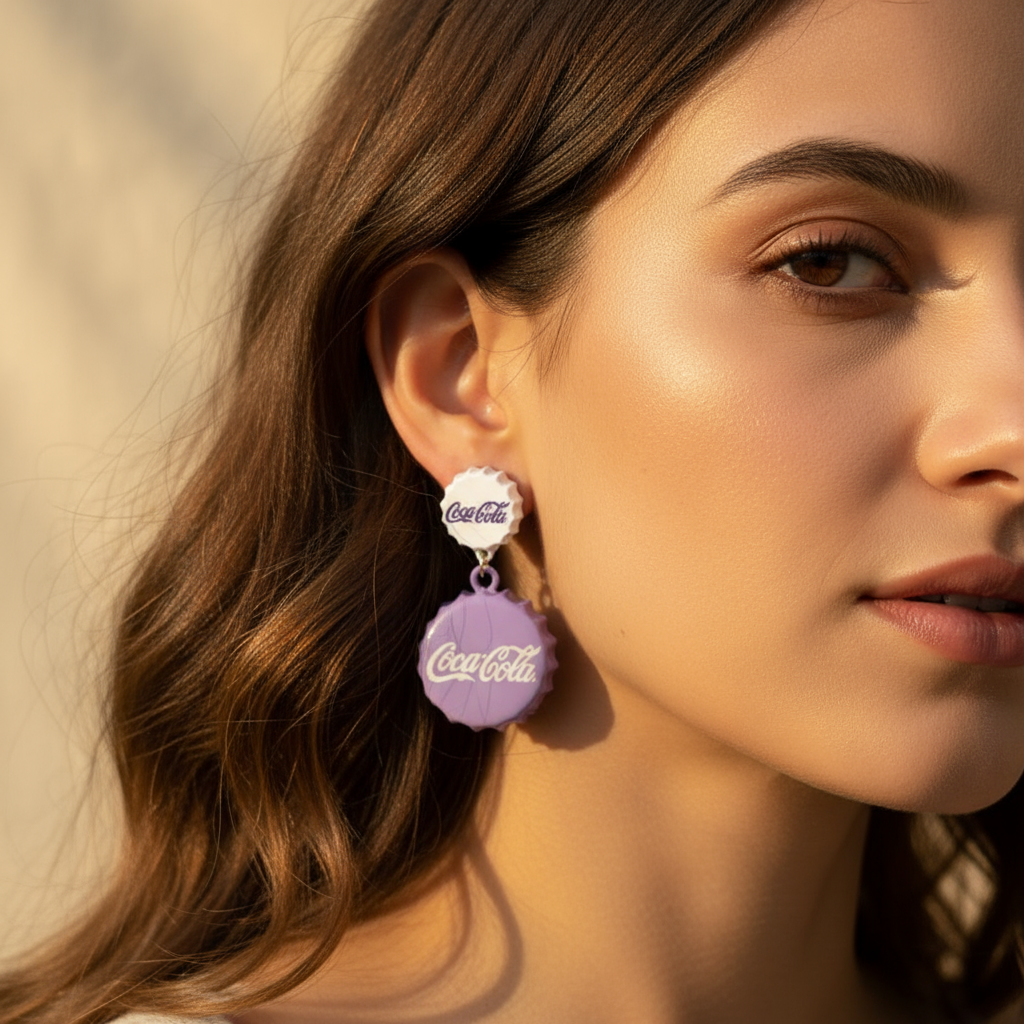 Purple Coca Cola Party Stopper Earring Purple Coca Cola Party Stopper Earring - Image 2