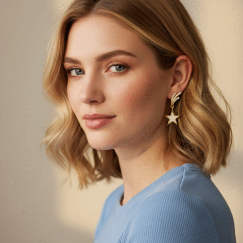 Spoke Pearl Star Stubbed Earring - Image 2