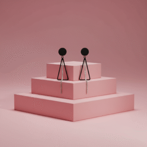 Spoke triangle stone stubbed Earring