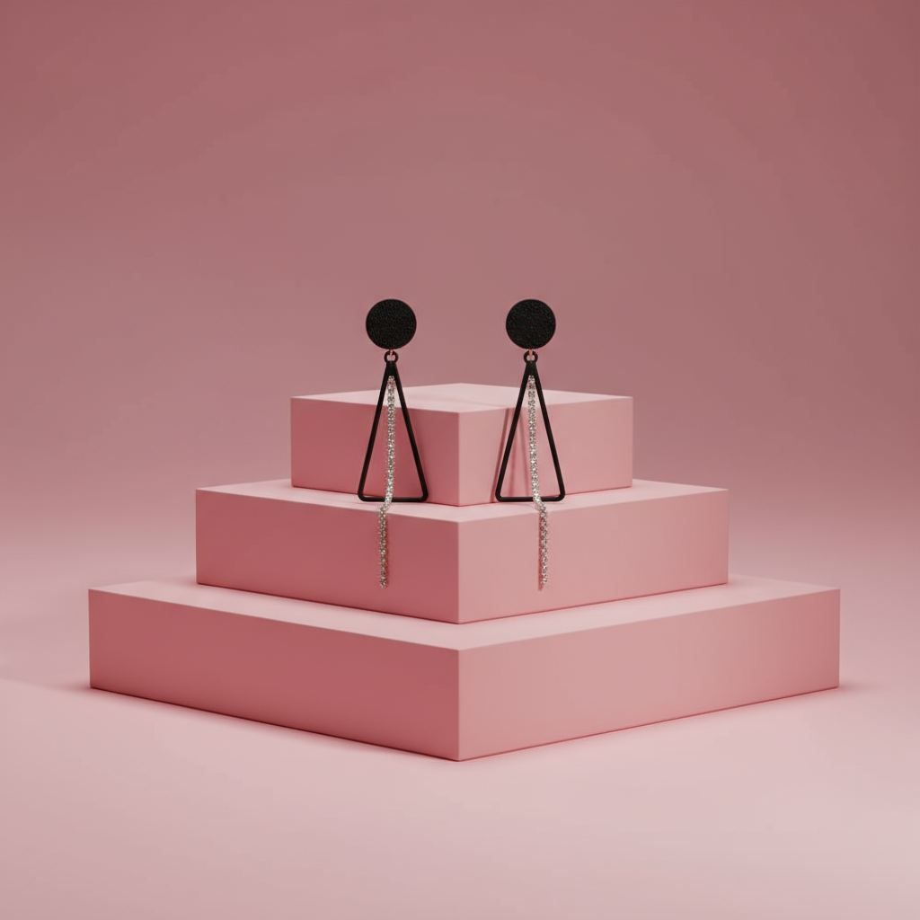 Spoke triangle stone stubbed Earring Spoke triangle stone stubbed Earring