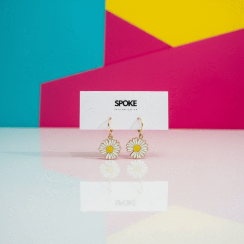 Spoke White Daisy Earring - Image 2