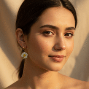 Spoke White Daisy Earring