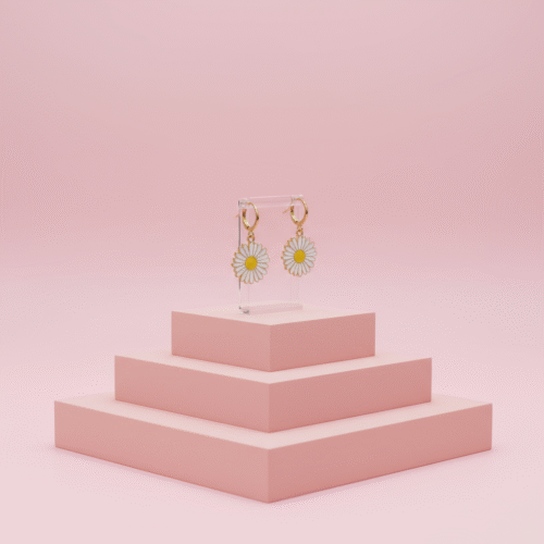 Spoke White Daisy Earring - Image 3