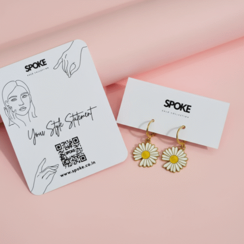 Spoke White Daisy Earring - Image 4