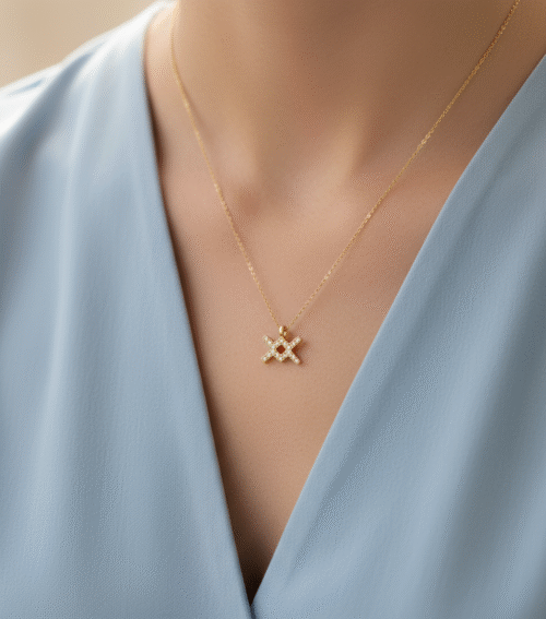 Aquaries Zodiac Sign Gold Pendant Necklace - Image 2