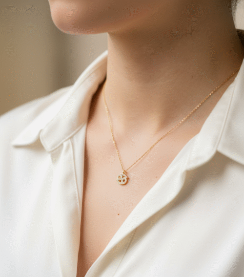 Cancer Zodiac Sign Gold Pendant Necklace - Image 2