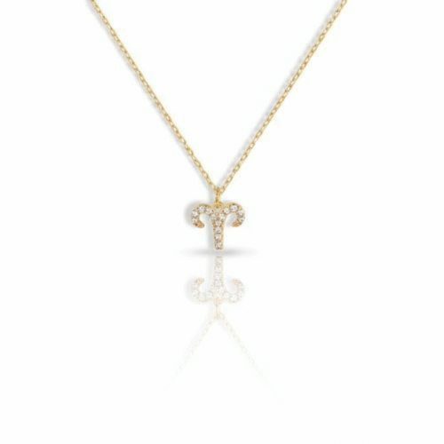 Aries Zodiac Sign Gold Pendant Necklace - Image 3