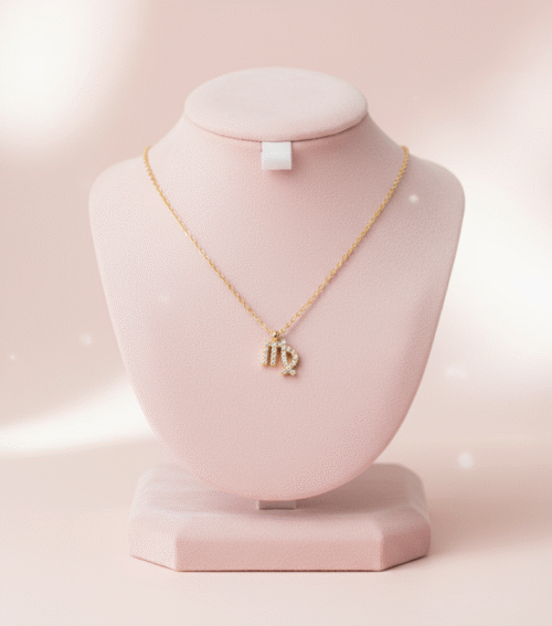Virgo Zodiac Sign Gold Pendant Necklace