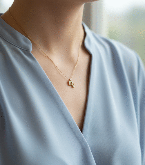 Virgo Zodiac Sign Gold Pendant Necklace - Image 2