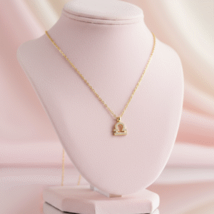 Libra Zodiac Sign Gold Pendant Necklace