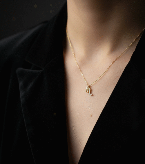 Scorpius Zodiac Sign Gold Pendant Necklace