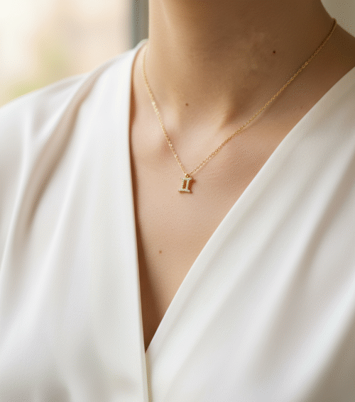 Gemini Zodiac Sign Gold Pendant Necklace - Image 2