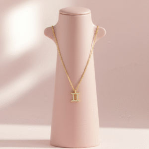 Gemini Zodiac Sign Gold Pendant Necklace