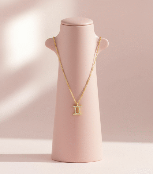 Gemini Zodiac Sign Gold Pendant Necklace