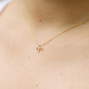 Aries Zodiac Sign Gold Pendant Necklace