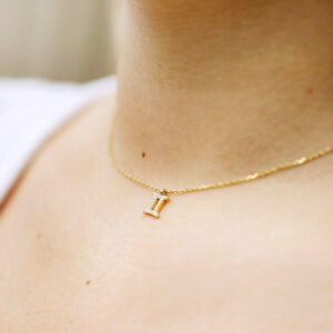 Gemini Zodiac Sign Gold Pendant Necklace